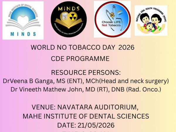 , WORLD NO TOBACCO DAY 2026- CDE PROGRAMME